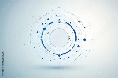 Digital Circle: Futuristic digital abstract background featuring a network of interconnected points and circles, evoking concepts of technology and the digital age. 
