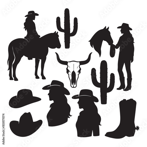 Cowgirl Accessories Bonus Pack vector silhouette