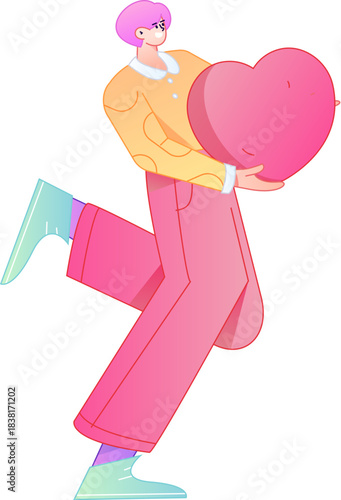 A relief illustration of a figure holding a caring hand, embodying the act of sharing affection.
