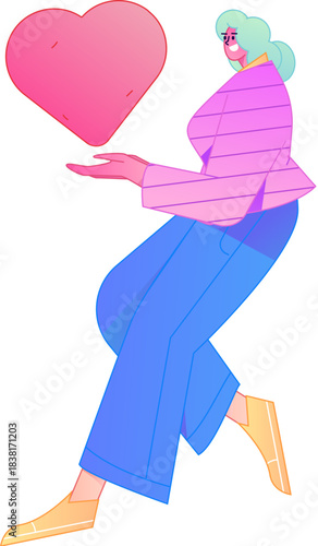 A relief illustration of a figure holding a caring hand, embodying the act of sharing affection.
