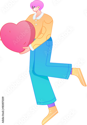 A relief illustration of a figure holding a caring hand, embodying the act of sharing affection.
