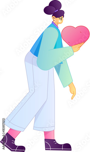 A relief illustration of a figure holding a caring hand, embodying the act of sharing affection.
