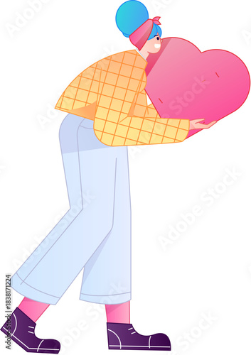 A relief illustration of a figure holding a caring hand, embodying the act of sharing affection.
