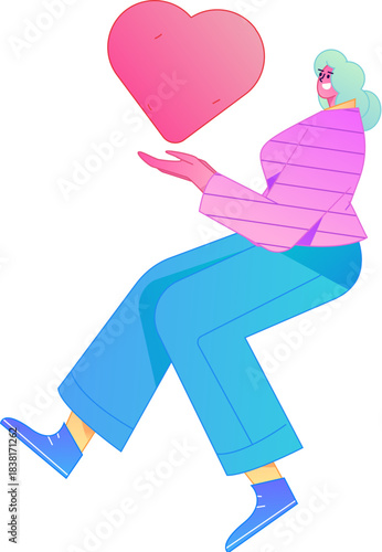 A relief illustration of a figure holding a caring hand, embodying the act of sharing affection.
