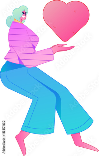 A relief illustration of a figure holding a caring hand, embodying the act of sharing affection.
