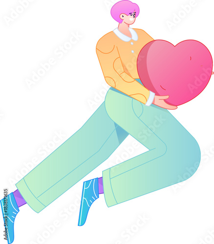 A relief illustration of a figure holding a caring hand, embodying the act of sharing affection.
