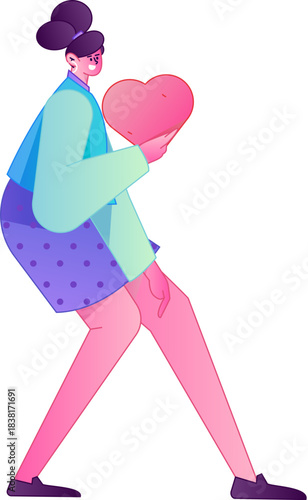 A relief illustration of a figure holding a caring hand, embodying the act of sharing affection.
