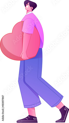 A relief illustration of a figure holding a caring hand, embodying the act of sharing affection.
