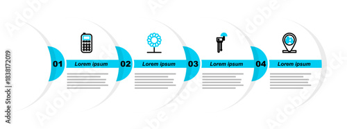Set line Tractor and location, Router wi-fi signal, Flower and Remote control icon. Vector