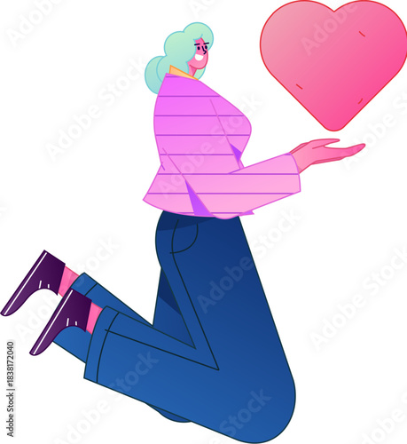 A relief illustration of a figure holding a caring hand, embodying the act of sharing affection.
