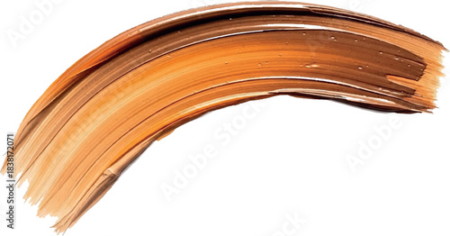 Abstract brush stroke of warm brown and gold paint.