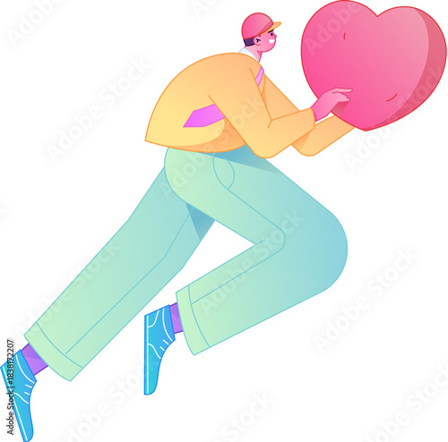 A relief illustration of a figure holding a caring hand, embodying the act of sharing affection.
