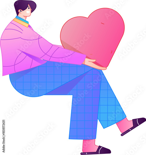 A relief illustration of a figure holding a caring hand, embodying the act of sharing affection.
