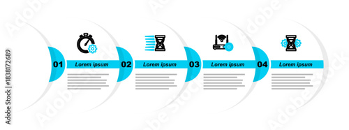 Set line Hourglass setting, Router and wi-fi, Old hourglass with sand and Time management icon. Vector