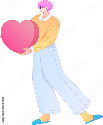 A relief illustration of a figure holding a caring hand, embodying the act of sharing affection.
