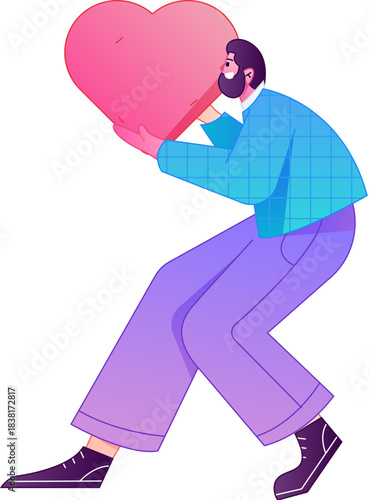 A relief illustration of a figure holding a caring hand, embodying the act of sharing affection.
