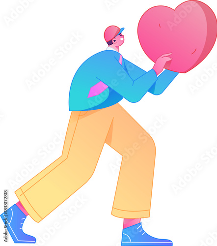 A relief illustration of a figure holding a caring hand, embodying the act of sharing affection.
