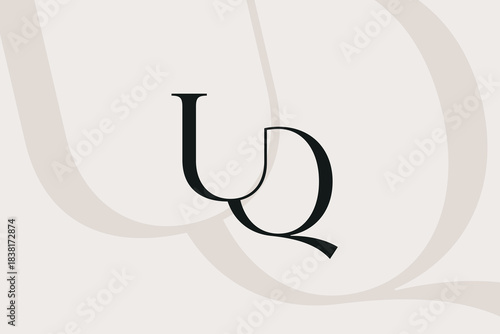 UQ or QU letter logo icon design. Classic style luxury initials monogram.
