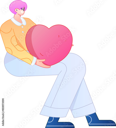 A relief illustration of a figure holding a caring hand, embodying the act of sharing affection.
