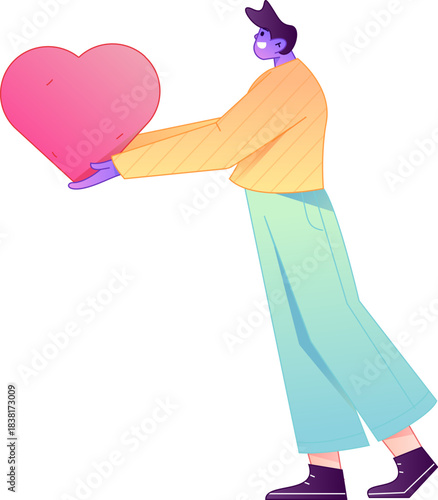 A relief illustration of a figure holding a caring hand, embodying the act of sharing affection.
