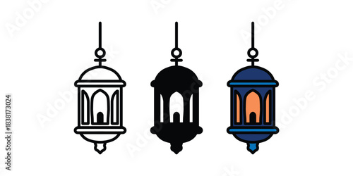 Arabic Lantern Vector Pack. Hand-Drawn Ramadan Lamp Icons