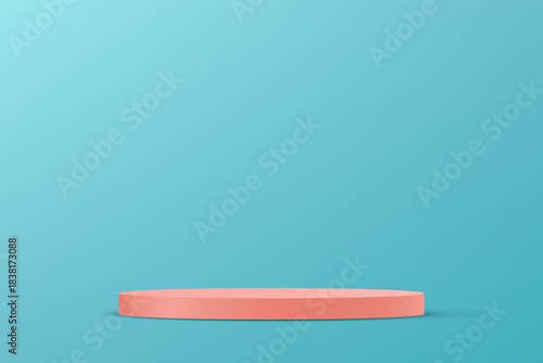Blue background vector 3d with Pink podium Space for selling products on the website. Abstract wallpaper design with copy space to display your products. Vector illustration.