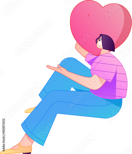 A relief illustration of a figure holding a caring hand, embodying the act of sharing affection.
