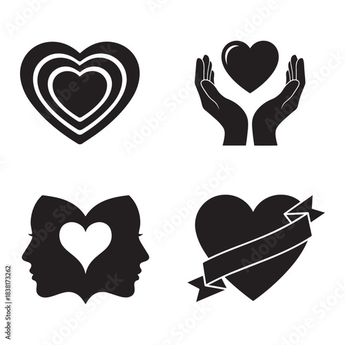 Timeless Heart Silhouette Pack — 4 Minimal Love Icons