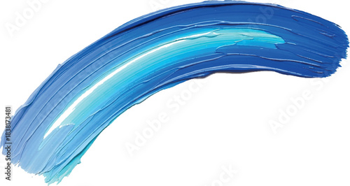 Vibrant Blue Paint Stroke Isolated on White Background.