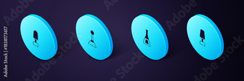 Set Isometric Milling cutter for manicure, Bottle of nail polish, and icon. Vector