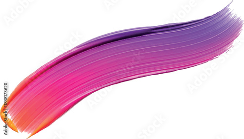 Vibrant gradient paint stroke isolated on white background.