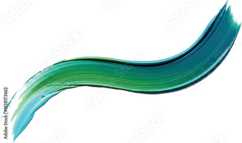 Vibrant Green and Blue Paint Stroke Isolated on White Background.
