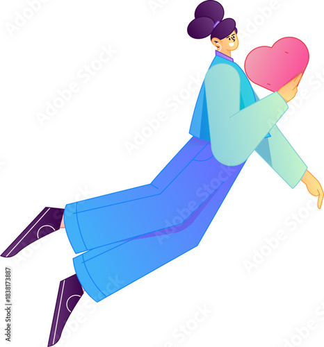 A relief illustration of a figure holding a caring hand, embodying the act of sharing affection.
