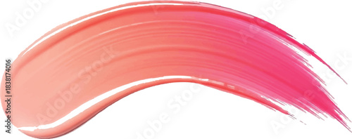 Vibrant Pink and Peach Gradient Paint Stroke Isolated on White Background.