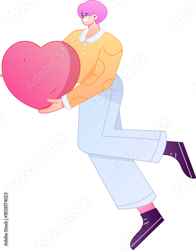 A relief illustration of a figure holding a caring hand, embodying the act of sharing affection.
