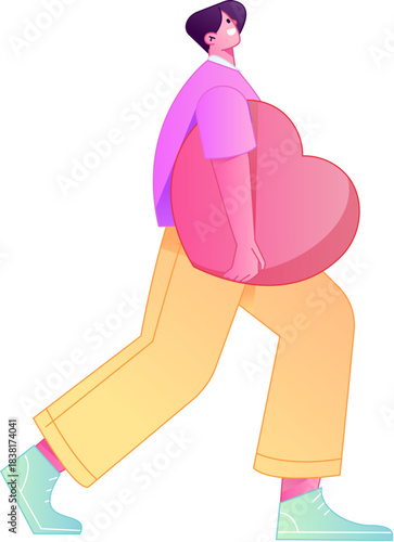 A relief illustration of a figure holding a caring hand, embodying the act of sharing affection.
