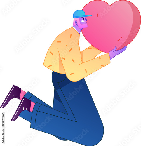 A relief illustration of a figure holding a caring hand, embodying the act of sharing affection.
