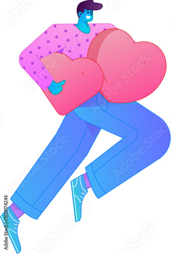 A relief illustration of a figure holding a caring hand, embodying the act of sharing affection.
