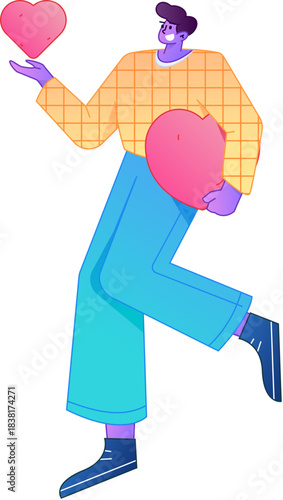 A relief illustration of a figure holding a caring hand, embodying the act of sharing affection.
