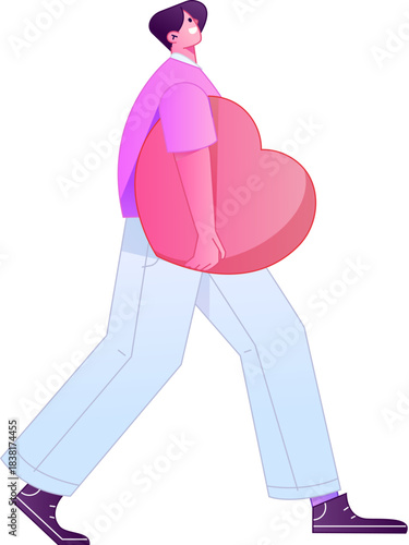 A relief illustration of a figure holding a caring hand, embodying the act of sharing affection.
