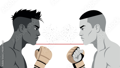 Intense faceoff between two boxers, focused competition and sportsmanship