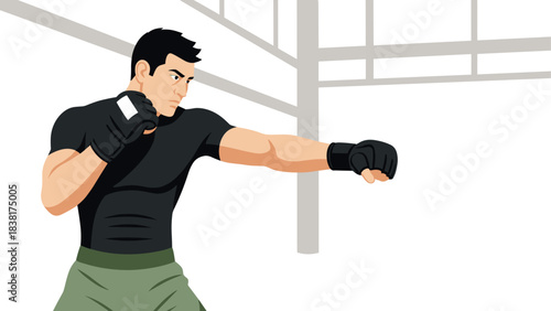 Martial arts training in gym for fitness and self defense