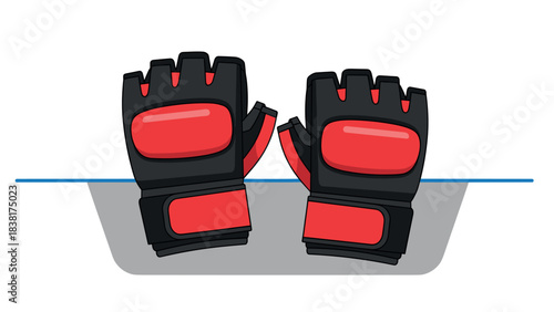 Mixed martial arts gloves illustration for sports equipment design and merchandise