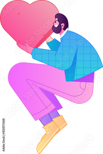 A relief illustration of a figure holding a caring hand, embodying the act of sharing affection.
