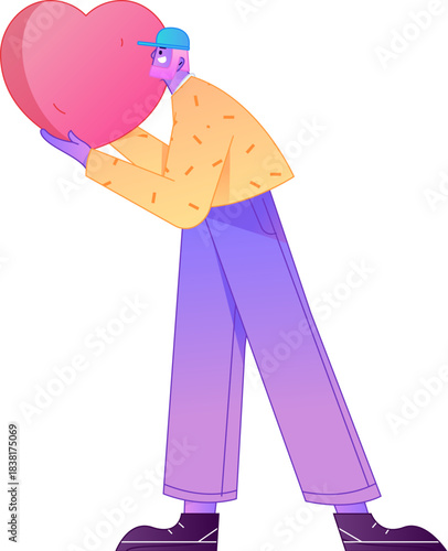 A relief illustration of a figure holding a caring hand, embodying the act of sharing affection.
