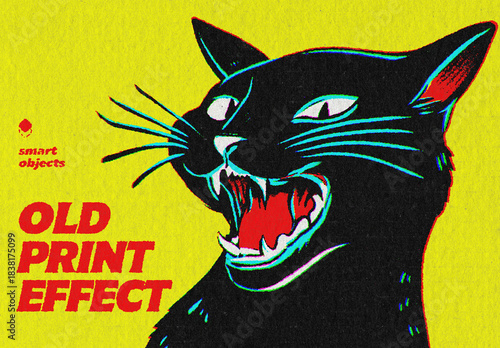 Retro Print Design Effect Mockup