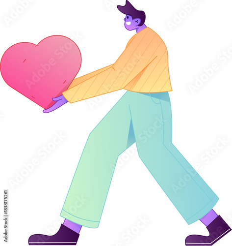 A relief illustration of a figure holding a caring hand, embodying the act of sharing affection.
