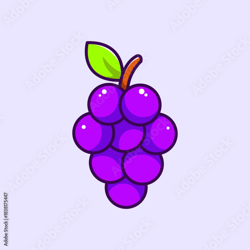 Cute Grape Vector Illustration – Colorful Fruit Cartoon Icon for Food, Snack, and Healthy Lifestyle Design