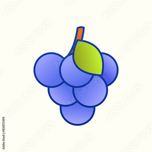 Gradient Grape Vector Illustration – Colorful Shiny Fruit Icon for Food, Market, and Healthy Organic Design