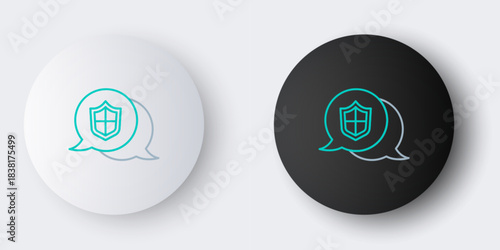 Line Location shield icon isolated on grey background. Insurance concept. Guard sign. Security, safety, protection, privacy concept. Colorful outline concept. Vector